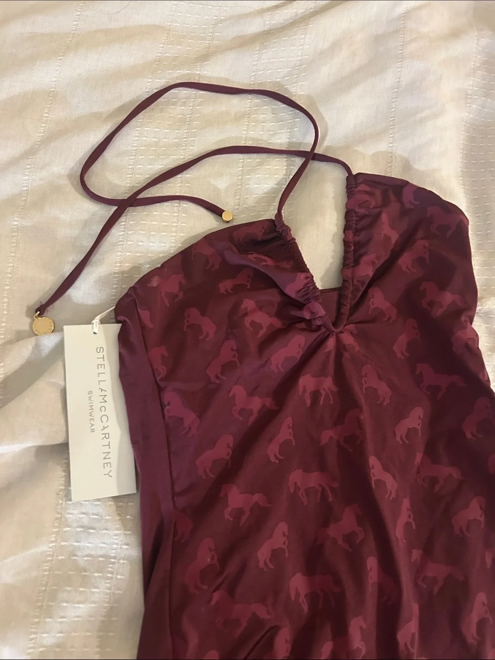 Stella McCartney Maroon Horse-Print One-Piece